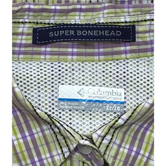 COLUMBIA Super Bonehead Roll Tab Sleeve Shirt Omni Shade Back Vent Plaid XL - Picture 11 of 13